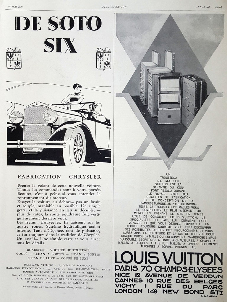 LOUIS VUITTON poster original magazine ad French vintage by OldMag