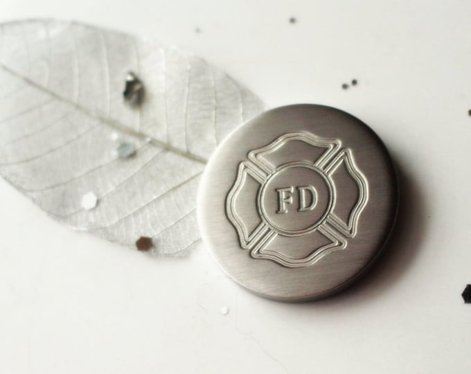 Custom Engraved Medium 1.25" fireman's symbol coin (50 cent piece size) personalize the back, see description to order, 5 metals 3 finishes