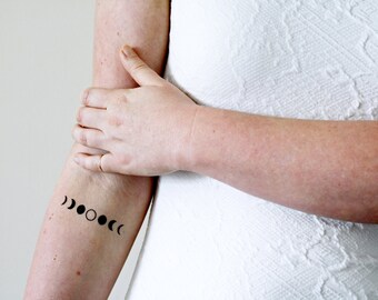 Set of two moon phase temporary tattoos / moon temporary tattoo / moon phase gift / moon gift / bohemian gift / festival accessoire
