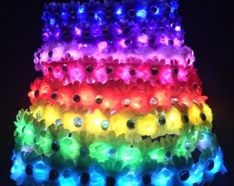 Rainbow LED Flower Crown with LEDs Light up flower crown For music festivals EDC Raves electric forest rave outfit