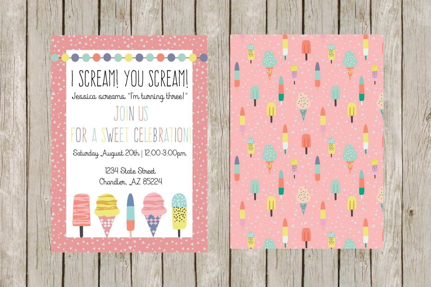 Ice Cream Birthday Invitation I Scream You Scream Ice Cream 