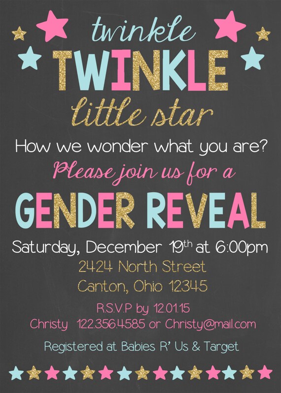 Twinkle Twinkle Little Star Gender Reveal Invitations 7