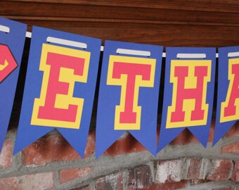 Personalized Superman Banner Superman Birthday Banner Superman Birthday Party Banner Name Superman Banner