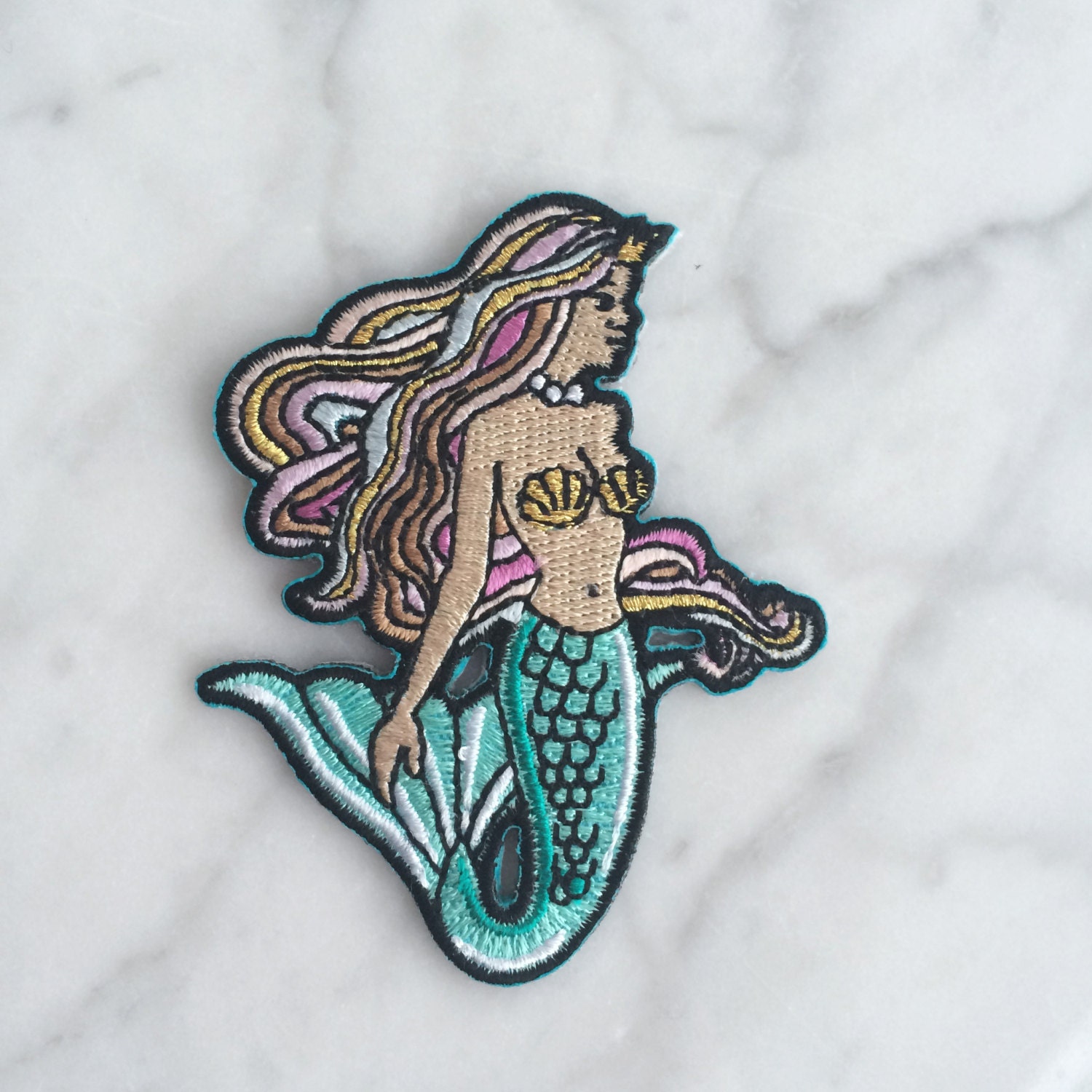 Mermaid Patch Iron On Embroidered Applique Mermaid Hair 9053