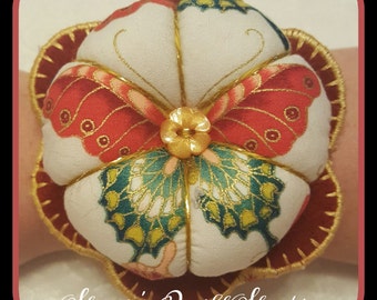 Flower Wrist Pin Cushion - Ornate Butterfly Red