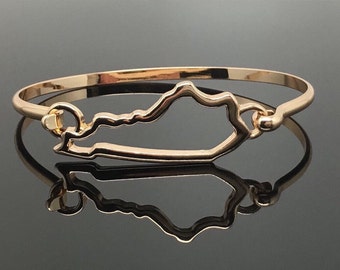 Kentucky-Shaped Gold Bangle Bracelet, Gold-Tone Bangle Bracelet