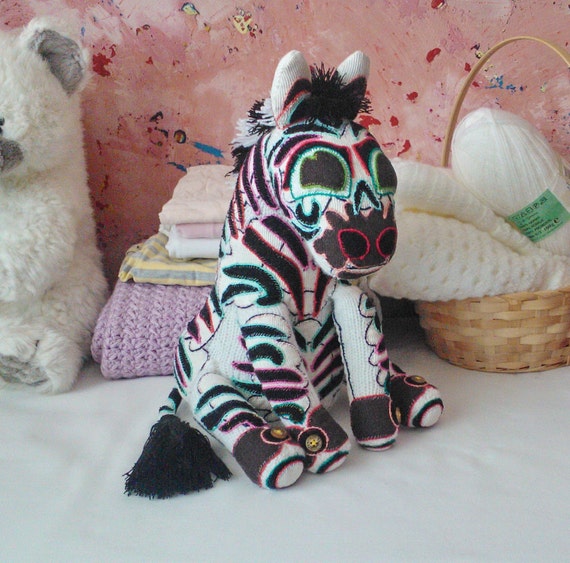 knitted zebra toy