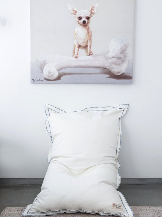 Items similar to BIG PILLOW,white floor cushion, white beanbag, home decor rustic, gift for boys ...