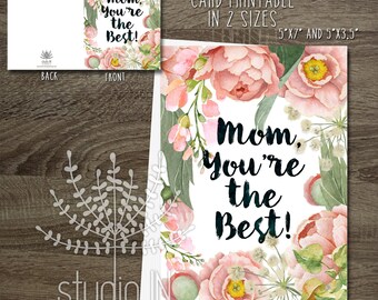 mother's day card, flower card, mum card, card for mom, mothers day greeting card, card for mother's day, gift for mum, watercolor card