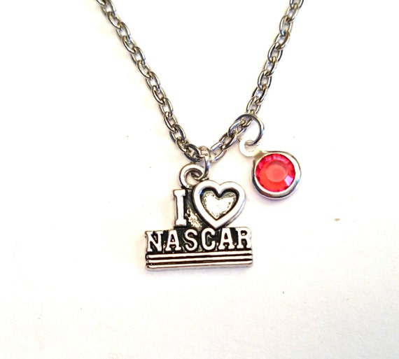 I Love Nascar Necklace Nascar Charm Nascar by GustavsDachshundShop