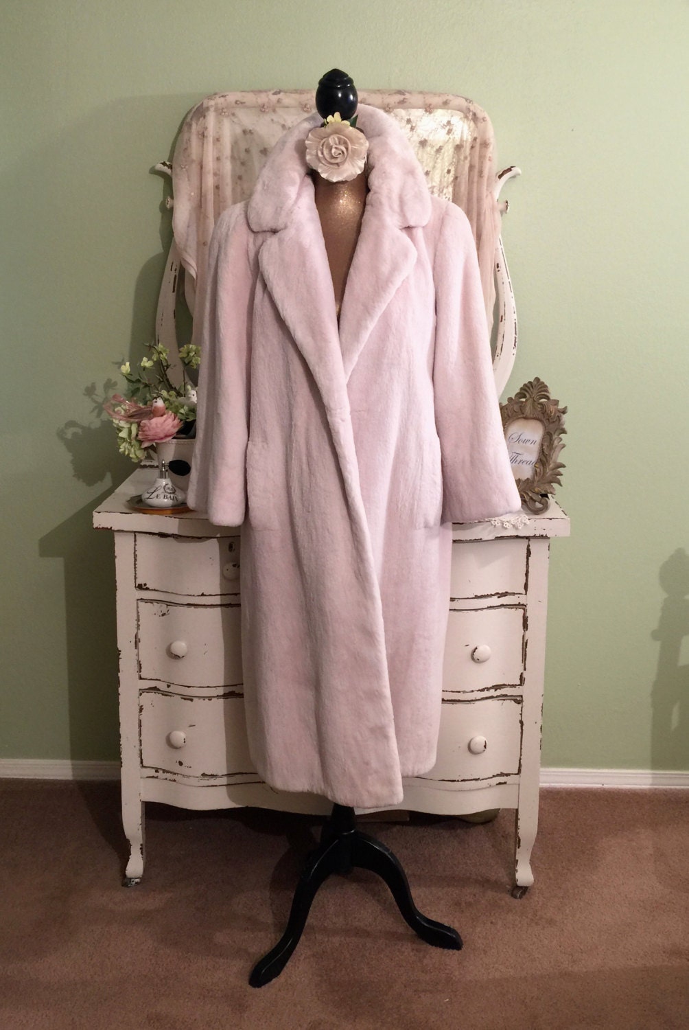 Sheared Beaver Fur Coat White Fur Coat by SownThreadsClothing