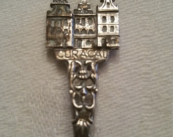 Sterling Collectible Souvenir Spoon Curacao 935 Silver Demitasse