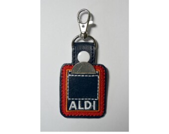 Aldi Quarter Holder Keychain, Aldi Quarter Keeper, Aldi Keychain, Aldi Key Chain, Square, Snap Tab, Key Fob, Key Ring,