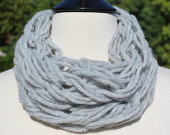 Small Silver Grey Single Arm Knit Scarf
