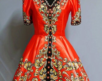 Kalinka/Russian national suit/Khokhloma/Russian patterns/Red dress/Russian dress/Russische kleidung/Vêtements russe/Cosplay/Kawaii