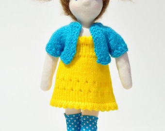 Waldorf-inspired doll, 28 cm high, including full outfits