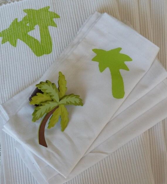 Palm Tree Napkin Rings Set of 4 by TheFortunateHome on Etsy