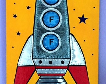 Recycled Mixed Media Assemblage - BLAST OFF
