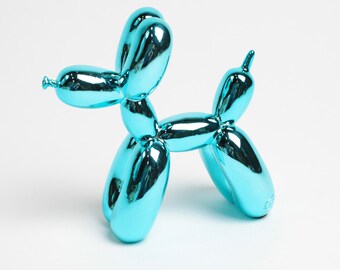 The Balloon Dog - Metallic Blue Table Top Balloon Dog Decoration - Kids Room Decor Animal Statue - Faux Taxidermy Circus Balloon Animals