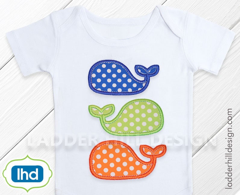 Whale Applique Design ~ Fish Applique Design -- Triple 