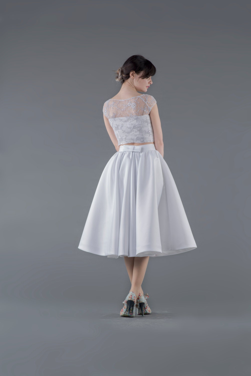 READY TO SHIP midi skirt / white midi skirt / full circle skirt
