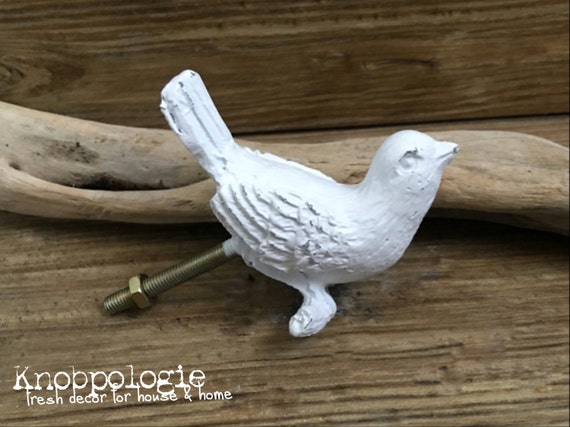 white distressed perched bird knobs finch robin by knobpologie white distressed perched bird knobs finch robin by knobpologie
