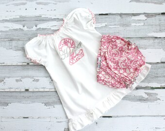 2nd Birthday Outfit Girl Baby Girl 2nd Birthday Outfit 2nd Birthday Girl Outfit Pink Damask Smash Cake Outfit Personalized Birthday Dress