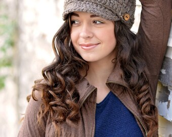 Women's Newsboy Hat / Women's Crochet Hat / Brimmed Beanie Hat / Gifts for Her / Birthday Gift / Mother's Day Gift / Women's Winter Hat