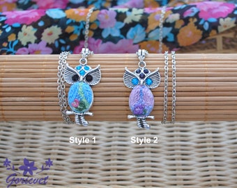 Bird necklace owl jewelry pendant necklace gift for girl embroidery necklace turquoise jewelry nature lover gift for daughter gift for niece