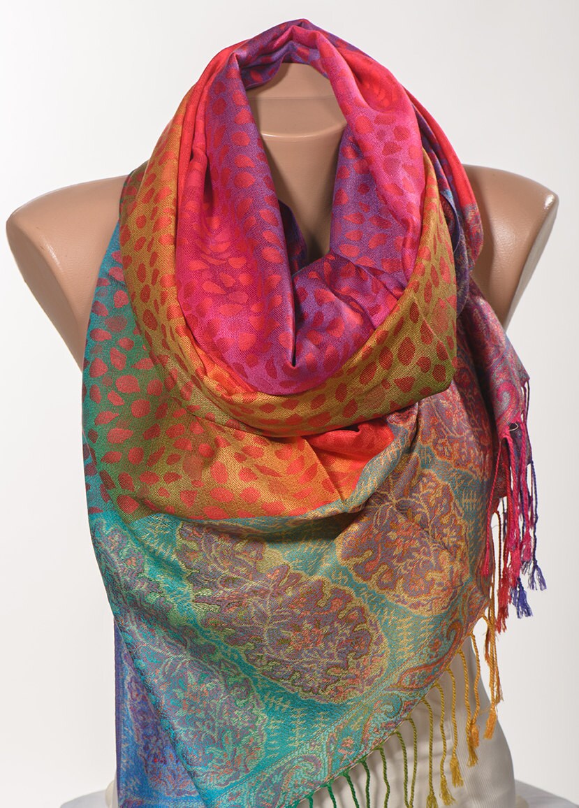 Colorful Mothers Day Pashmina Scarf or Shawl or by scarfstore2012