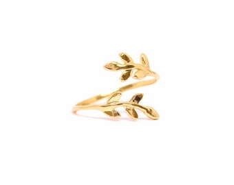 Gold Leaf Ring, Gold filled Ring, Leaves Branch Ring, Adjustable Leaf Ring, Adjustable Gold Ring, Open Leaf Ring, Wholesale Rings, Trendy