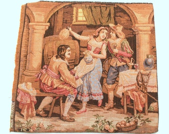 French tapestry- Old weaving- Wall decoration- Goblin- Small cadre- French tissage- vintage