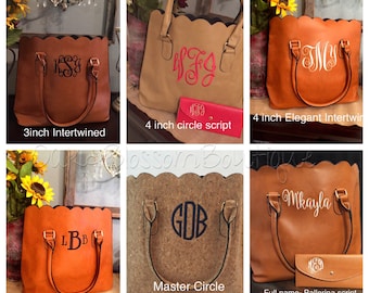 Monogrammed scalloped purse/handbag/ tote