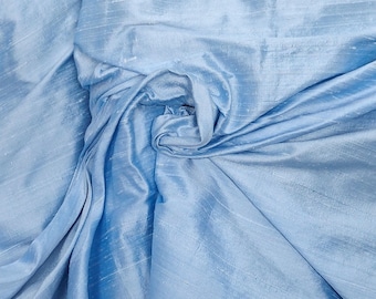 Sky Blue 100% dupioni silk fabric yardage By the Yard 54" wide raw silk soie sauvage
