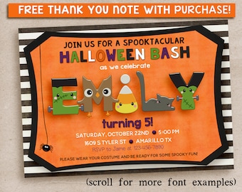 Halloween Birthday party invitation kids, kids halloween birthday party invitation