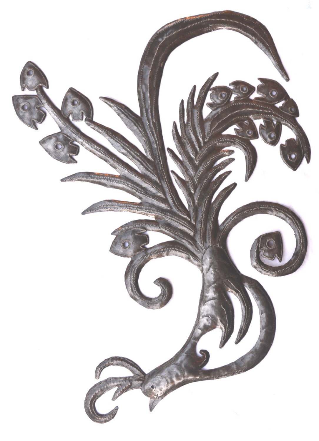 Phoenix Rising Bird Wall Handcrafted Recycle Metal From