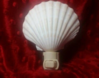 Seashell Night Light, Night Light, Handmade Night Light, Shell Night Light, Baking Clam Night Light, Clam Night Light, Coastal Wedding Favor