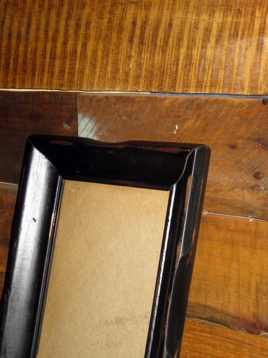 Black Rustic Distressed Wood 5 x 7 Picture Frame with Glass.