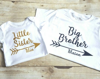 Personalized big brother, little sister shirts, sibling shirt, brother sister shirts, matching shirt sets