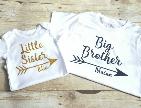 Personalized big brother little sister shirts sibling shirt