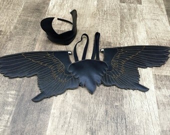 Maleficent Dark Fairy Wings & Horns Headpiece Costume, Dress Up, Cosplay