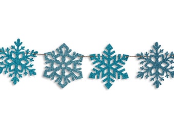 Snowflake garland, Snowflake Banner, Holiday Banner, Christmas decoration, Christmas Glitter Garland