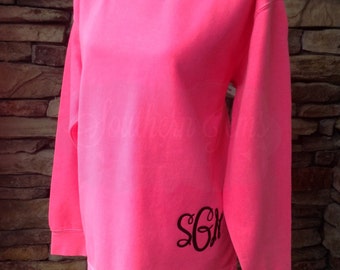 Monogram Sweatshirt, Comfort Colors Sweatshirt, Monogrammed Sweatshirt, Comfort Colors,Momogram Tunic, Slouchy Sweatshirt, Preppy Sweatshirt