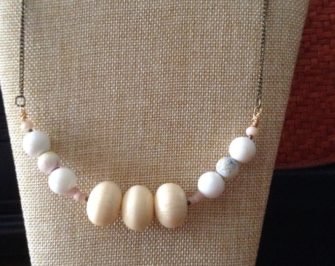 Floral Amber Necklace..Peruvian Pink Opal and Mother Of Pearl