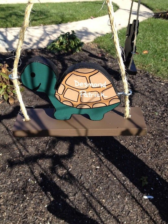 Turtle Swing Wooden Hand Cut And Painted by KingsDecorativeSwing