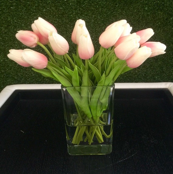 Pink Tulip Arrangement 20 Blush Tulip Centerpiece Pink By Flaural