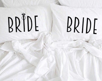 Lesbian Wedding gift Lesbian Couple Pillowcases Two brides Mrs and Mrs gift Lesbian Anniversary Lesbian Engagement Hers Hers gifts LGBT gift