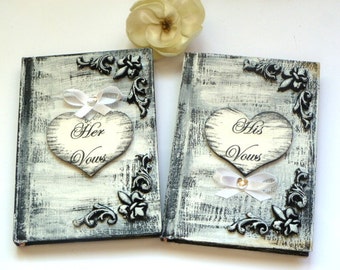 Wedding Vow Books, Black and White Wedding, His and Hers Vow books, Vow Booklets, Vow Notebooks