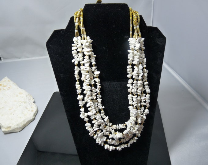 Multi strand Howlite gemstone necklace