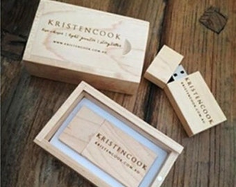 Custom Wedding Natural Maple/Walnut Wooden USB 2.0 Flash Drive Memory Stick